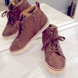 Cat & Jack Brown High Top Boots (zip up) Size 1 Boys